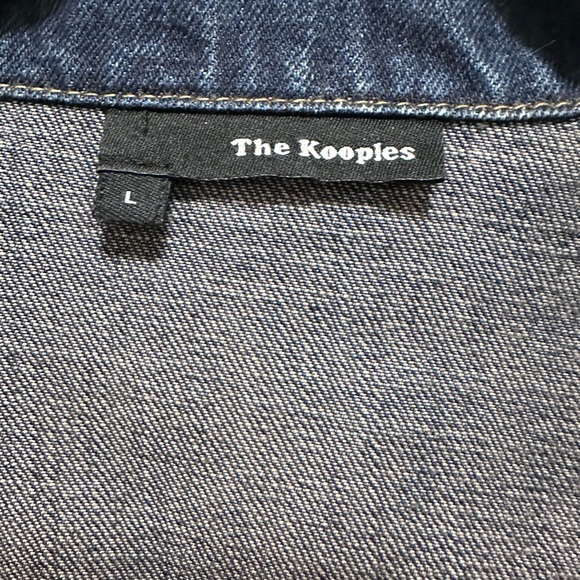 The Kooples Selvedge Blue Denim Type 2 Leather Pocket Jean Jacket L Slim - Picture 3 of 9